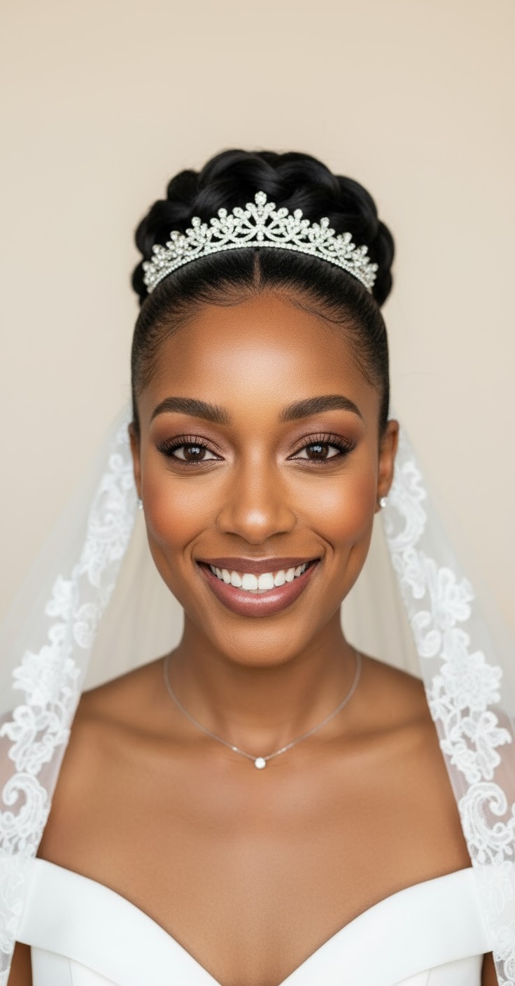 After Updo With Tiara And Veil